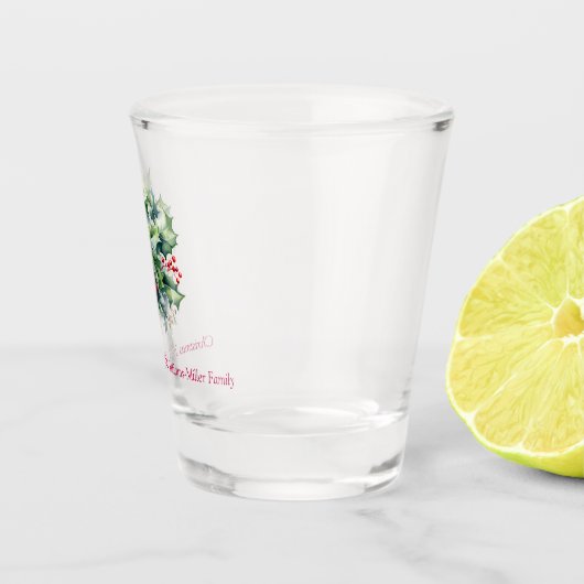 Gepersonaliseerd Kerstmis Holly Shot Glas (Rechts)