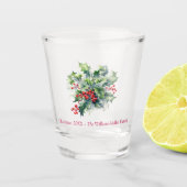 Gepersonaliseerd Kerstmis Holly Shot Glas (Voorkant)