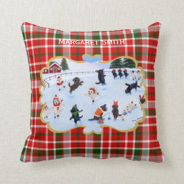 Gepersonaliseerd Kerstmis Labrador schaatsen Kussen