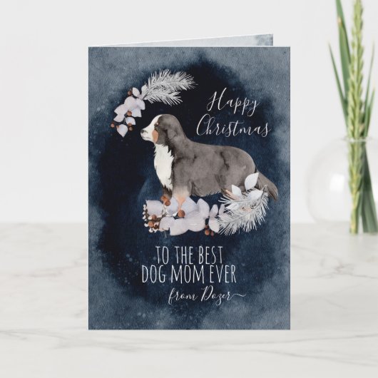 Gepersonaliseerd Kerstmis met Bernese Mountain Dog Feestdagen Kaart (Voorkant)