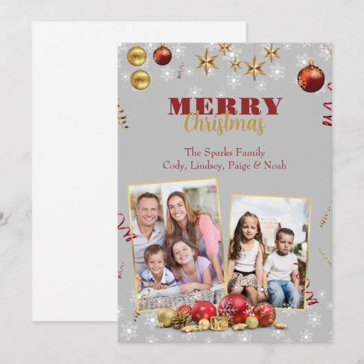 GEPERSONALISEERD KERSTMIS ORNAMENT FEESTDAGENKAART (Voorkant / Achterkant)