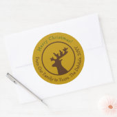 Gepersonaliseerd Kerstmis rendier brons groen goud Ronde Sticker (Envelop)