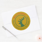 Gepersonaliseerd Kerstmis rendier hoofd groen rood Ronde Sticker (Envelop)