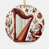 Gepersonaliseerd Kerstmis Santa Harp Ornament (Voorkant)