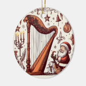 Gepersonaliseerd Kerstmis Santa Harp Ornament (Links)