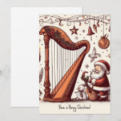 Gepersonaliseerd Kerstmis Santa Harp Wenskaart Feestdagenkaart (Voorkant / Achterkant)