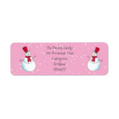 Gepersonaliseerd Kerstmis Sneeuwman Retouradres Etiket (Voorkant)