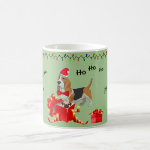 Gepersonaliseerd kerstMok voor Basset Hound Koffiemok