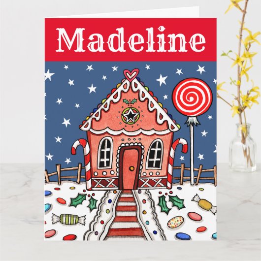 Gepersonaliseerd kerstontbijt kaart (Gele Bloem)