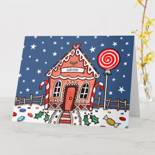 Gepersonaliseerd kerstontbijt kaart (Gele Bloem)