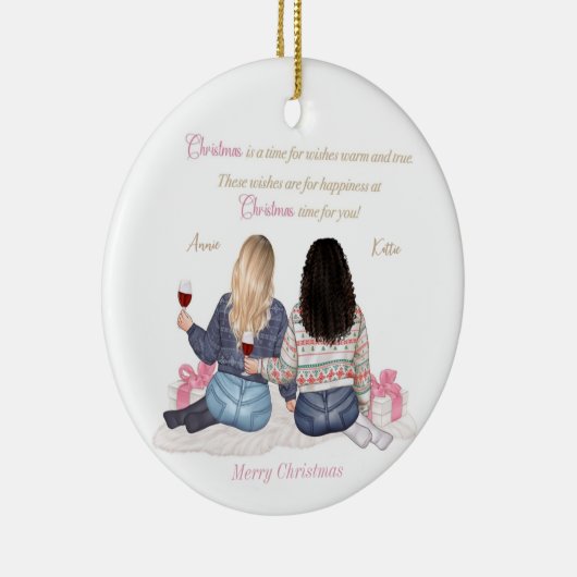 Gepersonaliseerd kerstornament voor mijn beste vri keramisch ornament (Rechts)