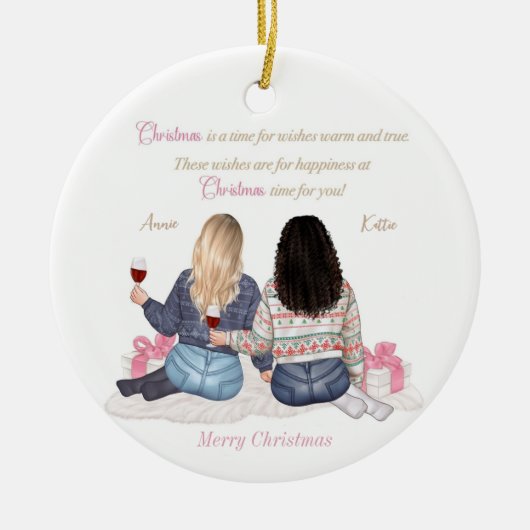 Gepersonaliseerd kerstornament voor mijn beste vri keramisch ornament (Voorkant)