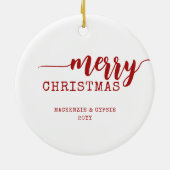 Gepersonaliseerd kerstpaard keramisch ornament (Achterkant)