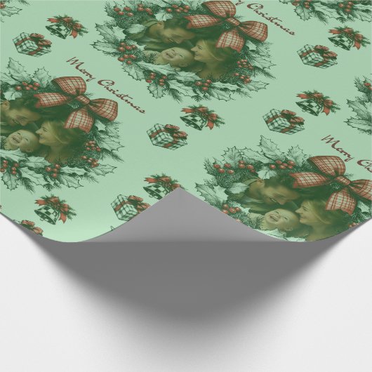 Gepersonaliseerd kerstpatroon cadeaupapier (Hoek)