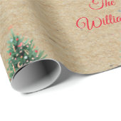 Gepersonaliseerd  kerstpatroon Kraft Brown Cadeaupapier (Rol Hoek)