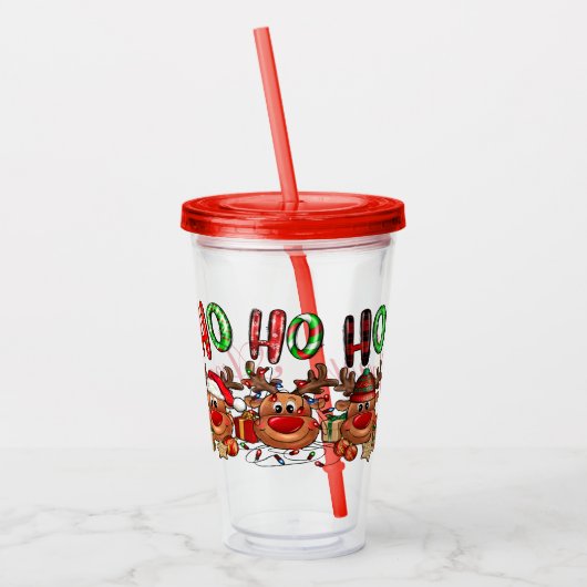 Gepersonaliseerd kerstrendier acryl drinkbeker (Links)