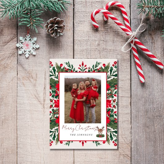 Gepersonaliseerd kerstrendier feestdagenkaart