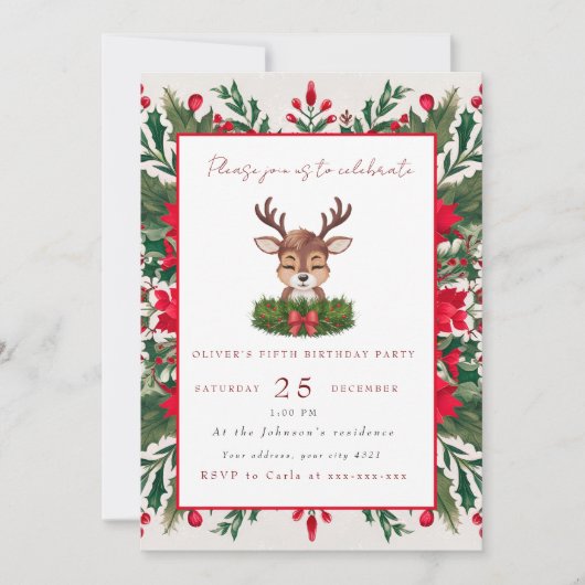 Gepersonaliseerd kerstrendier kaart (Voorkant)