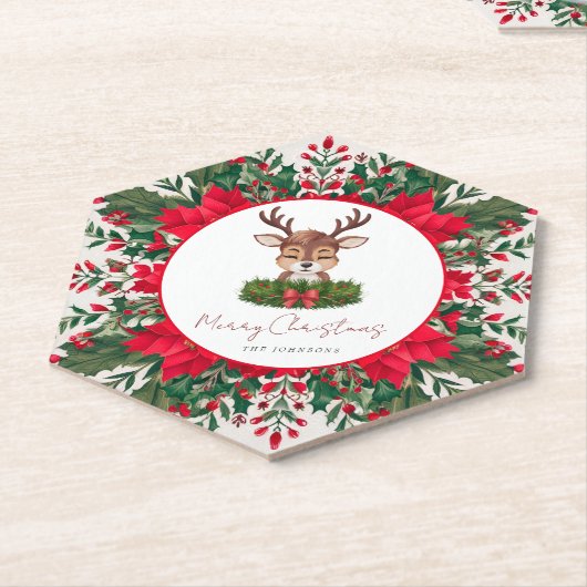Gepersonaliseerd kerstrendier kartonnen onderzetters (Schuin)