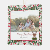 Gepersonaliseerd kerstrendier keramisch ornament (Links)