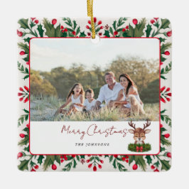 Gepersonaliseerd kerstrendier keramisch ornament