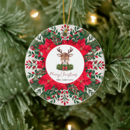 Gepersonaliseerd kerstrendier keramisch ornament