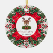 Gepersonaliseerd kerstrendier keramisch ornament (Voorkant)