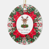 Gepersonaliseerd kerstrendier keramisch ornament (Links)