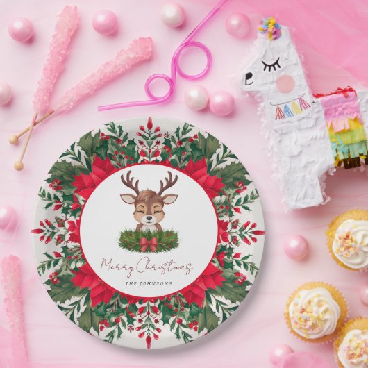 Gepersonaliseerd kerstrendier papieren bordje (Feest)