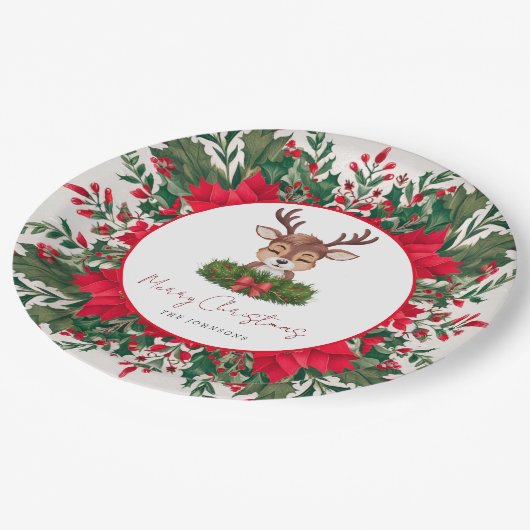 Gepersonaliseerd kerstrendier papieren bordje (Gekanteld)
