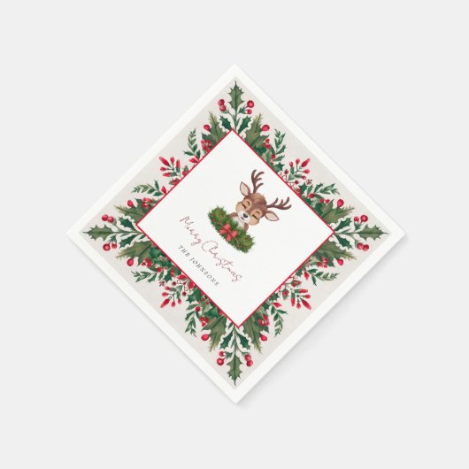Gepersonaliseerd kerstrendier servet (Hoek)