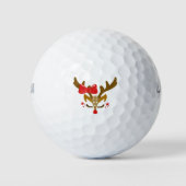 Gepersonaliseerd kerstrenrendiergezicht golfballen (Voorkant)