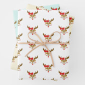 Gepersonaliseerd kerstrenrendiergezicht inpakpapier vel (In situ)