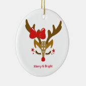 Gepersonaliseerd kerstrenrendiergezicht keramisch ornament (Rechts)