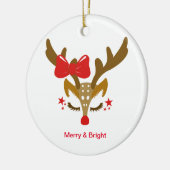 Gepersonaliseerd kerstrenrendiergezicht keramisch ornament (Links)