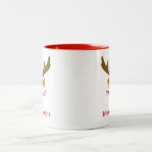 Gepersonaliseerd kerstrenrendiergezicht tweekleurige koffiemok (Center)