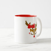 Gepersonaliseerd kerstrenrendiergezicht tweekleurige koffiemok (Voorkant rechts)