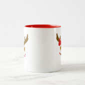 Gepersonaliseerd kerstrenrendiergezicht tweekleurige koffiemok (Center)