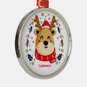Gepersonaliseerd kerstrenrendiertje metalen ornament (Rechts)