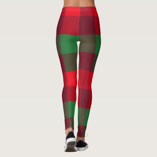 Gepersonaliseerd kerstrood buffelpatroon leggings (Achterkant)