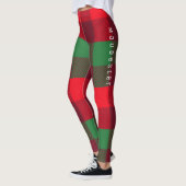 Gepersonaliseerd kerstrood buffelpatroon leggings (Links)