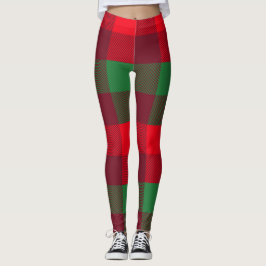 Gepersonaliseerd kerstrood buffelpatroon leggings