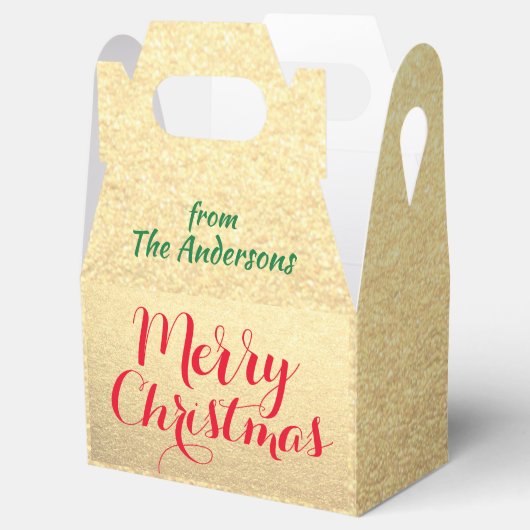 Gepersonaliseerd kerstrood-groen handschrift met r bedankdoosjes (Geopend)