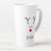 Gepersonaliseerd kerstrood neus rendierwit latte mok (Rechterhoek)