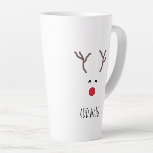 Gepersonaliseerd kerstrood neus rendierwit latte mok (Rechterhoek)