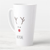 Gepersonaliseerd kerstrood neus rendierwit latte mok (Linkerhoek)