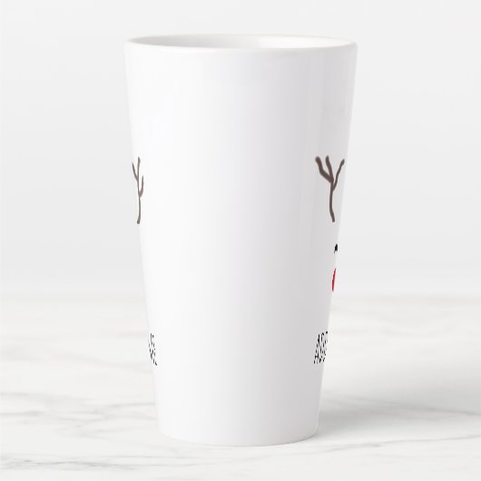Gepersonaliseerd kerstrood neus rendierwit latte mok (Voorkant)