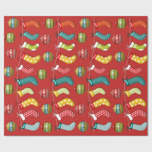 Gepersonaliseerd kerstrood voor Fun en feestelijk Cadeaupapier (Vlak)