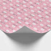 Gepersonaliseerd kerstroze Beer meisje Cadeaupapier (Hoek)