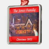 Gepersonaliseerd kerstsierverlicht huis metalen ornament (Links)